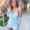 * Listicle Alina Embroidered Lace Cold Shoulder Romper Rompers & Jumpsuits Rompers & Jumpsuits