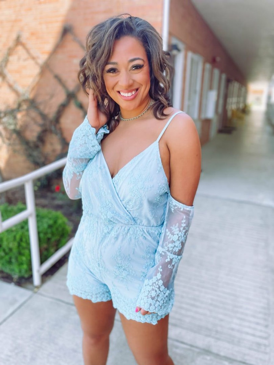 * Listicle Alina Embroidered Lace Cold Shoulder Romper Rompers & Jumpsuits Rompers & Jumpsuits