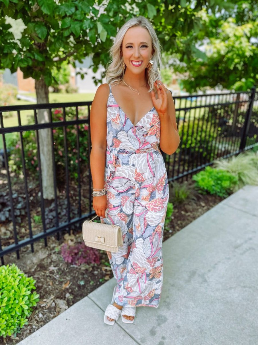 * Cezanne Taylor Floral Self Tie Jumpsuit Take Me Away: Resort Edition Rompers & Jumpsuits