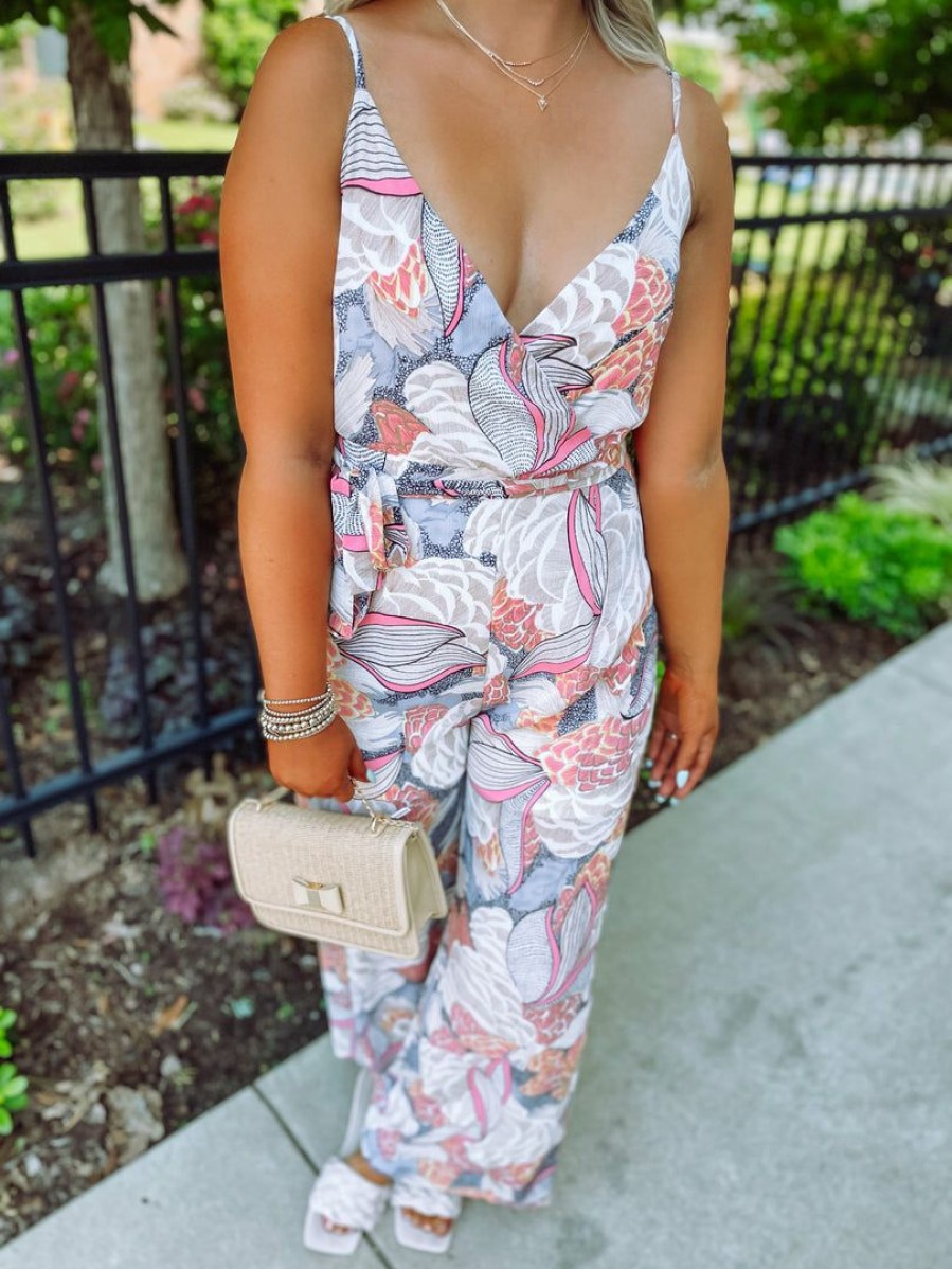 * Cezanne Taylor Floral Self Tie Jumpsuit Take Me Away: Resort Edition Rompers & Jumpsuits