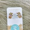 * Texas Bling Crystal Baguette Huggies Earrings- Pastel Jewelry