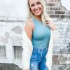 * Texas Bling April Ribbed Muscle Tank Bodysuit- Blue Tops Tops