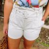 * Must Have Victoria Paperbag Belted Shorts- Oatmeal Bottoms Bottoms