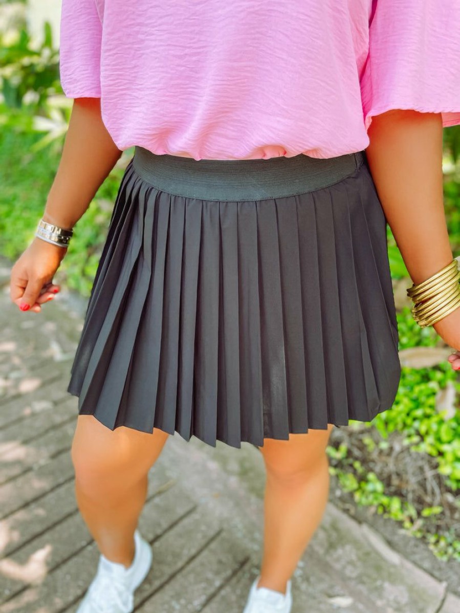 * Very J Kenna Pleated Skirt- Black Bottoms Bottoms