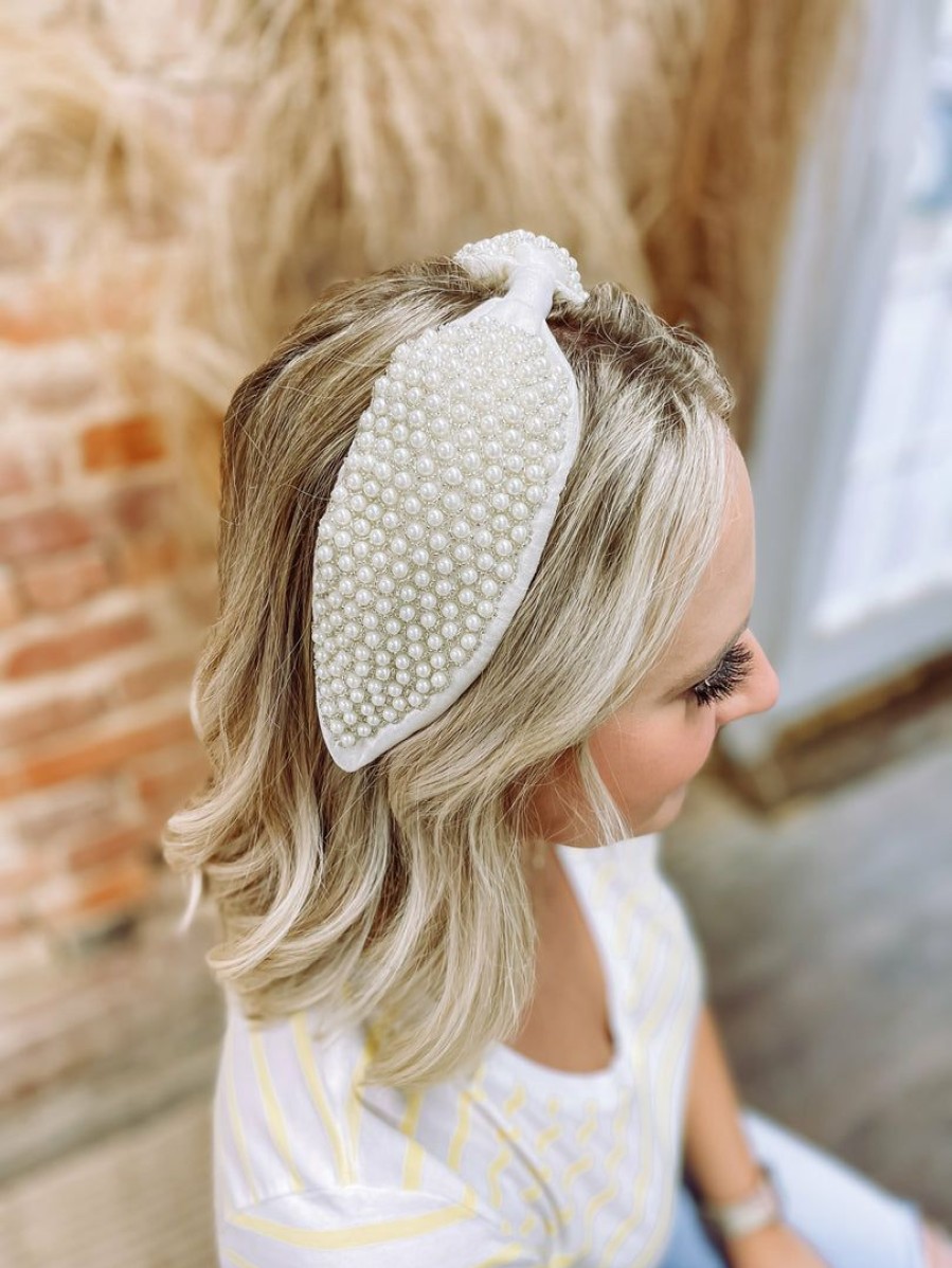 * Texas Bling Miranda White Beaded Headband Neutral Babe Hair Accessories