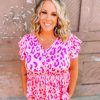 * Hailey & Co Sandra Cheetah Smocked Waist Top Plus