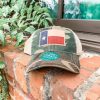 * Texas Bling Tx Flag Cap- Camo Hats Hats