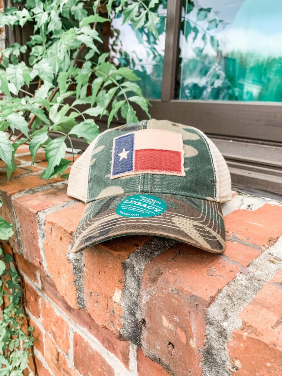 * Texas Bling Tx Flag Cap- Camo Hats Hats