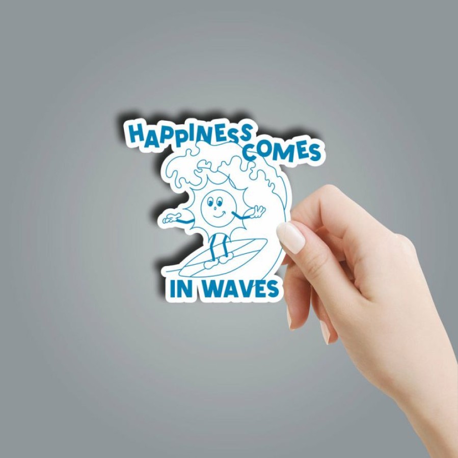 * Texas Bling Happiness Comes In Waves Sticker Stickers