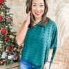 * Main Strip Karla One Shoulder Swiss Dot Top- Hunter Green Tops Tops