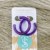 * Texas Bling Jane Metallic Hoop Earrings- Purple Jewelry Jewelry