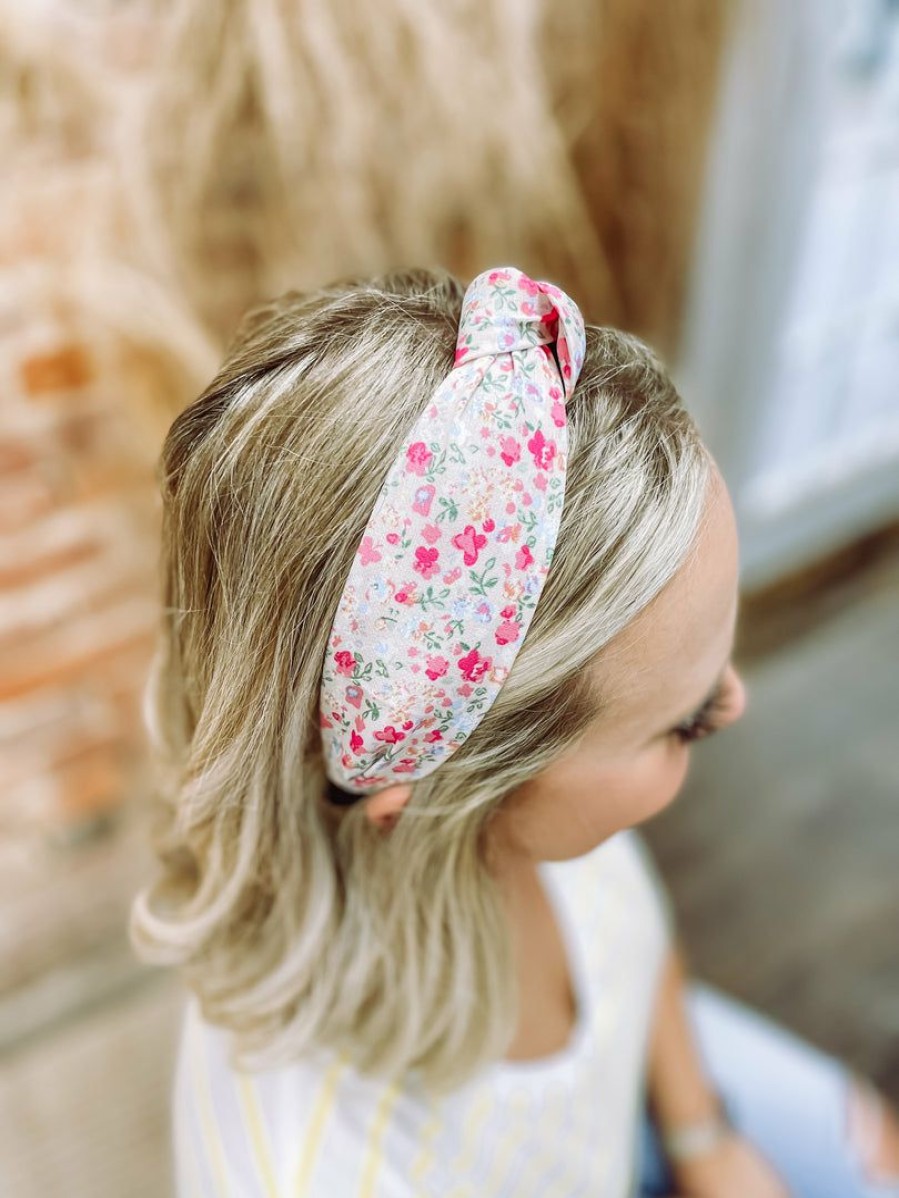 * Texas Bling Hair Accessories Annie Ditsy Floral Knotted Headband- Pink Hair Accessories