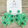 * Texas Bling Green Palm Leaf Beaded Earrings Jewelry