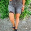 * Risen Berkley High Rise Distressed Mid Thigh Shorts Bottoms