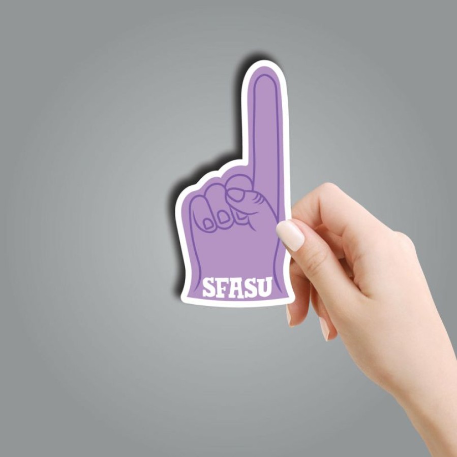 * Texas Bling Sfasu #1 Foam Finger Sticker Stickers