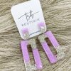 * Texas Bling Glitter Open Rectangle Earrings- Lavender & Silver Jewelry Jewelry