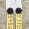 * Texas Bling 2022 School Style Yellow Eagles Black Pom Earrings Jewelry