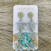 * Texas Bling Zara Triple Star Acrylic Drop Earrings- Silver Sequin Jewelry Jewelry