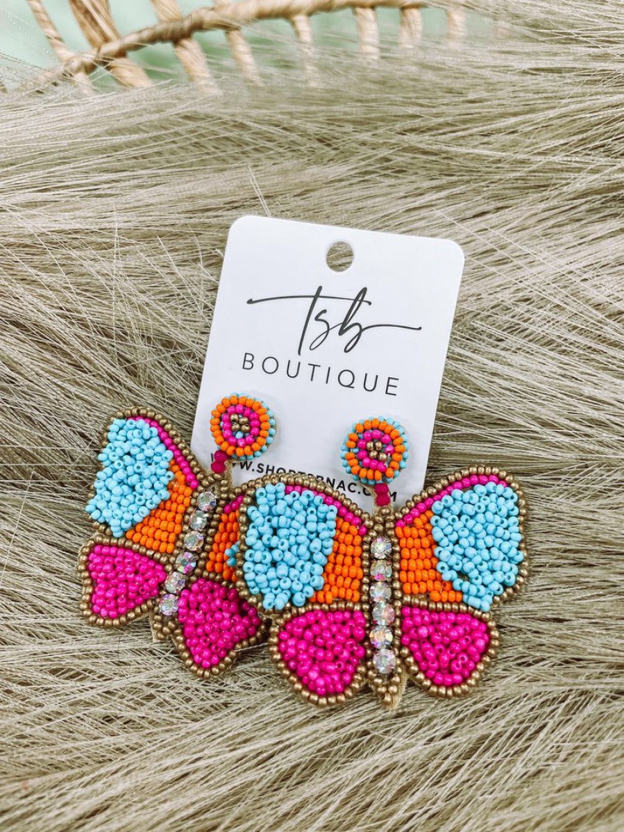 * Texas Bling Mariposa Pink Butterfly Earrings Jewelry