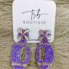 * Texas Bling Purple Beaded Football Earrings Jewelry Jewelry