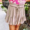 * Entro Neutral Babe Maisie Solid Ruffle Detail Skort- Tan Bottoms