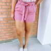 * Must Have Jasmine Front Tie Linen Paperbag Shorts Bottoms Bottoms