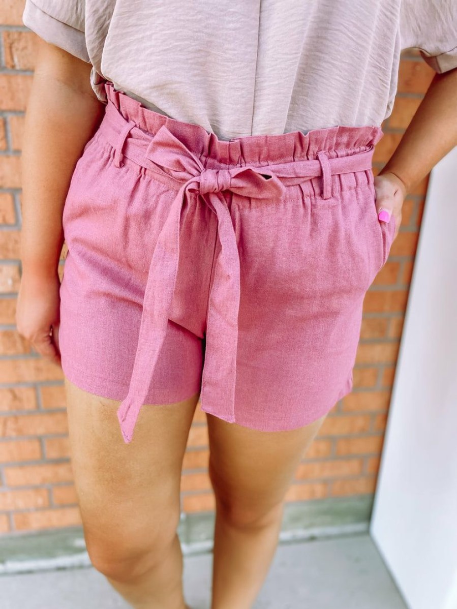 * Must Have Jasmine Front Tie Linen Paperbag Shorts Bottoms Bottoms