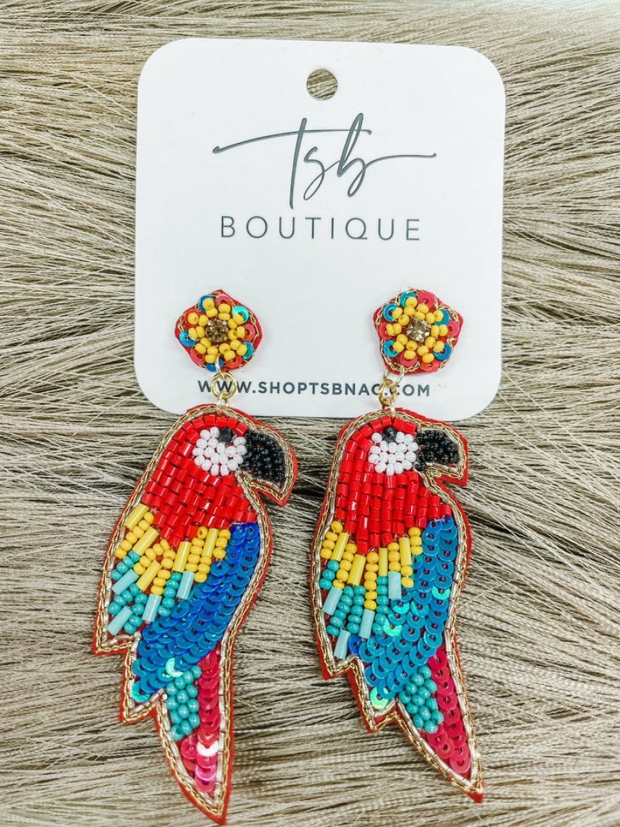 * Texas Bling Take Me Away: Resort Edition Parrot Beaded Earrings Jewelry