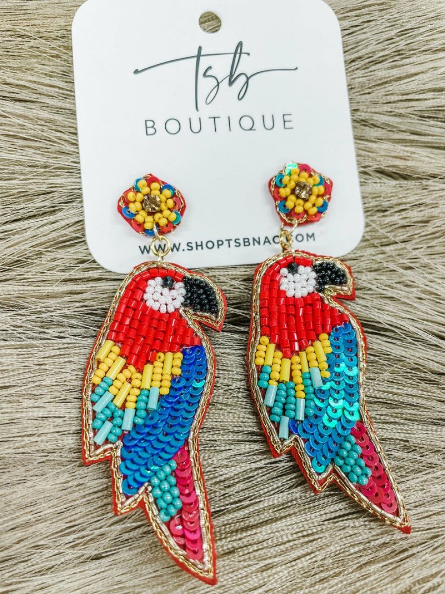 * Texas Bling Take Me Away: Resort Edition Parrot Beaded Earrings Jewelry