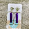 * Texas Bling Mae Rectangle Stick Hoops- Purple Jewelry Jewelry