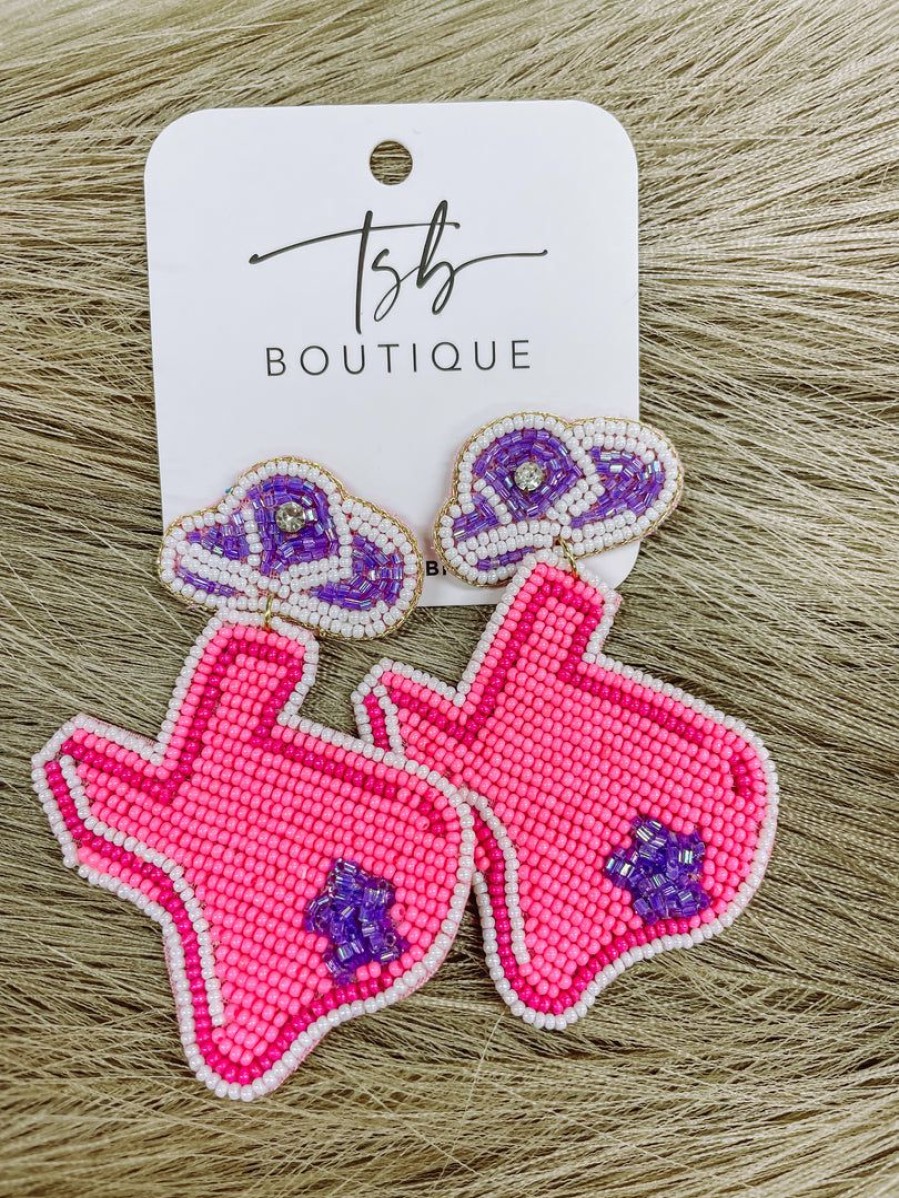 * Texas Bling Becca Pink Texas Beaded Earrings Jewelry Jewelry