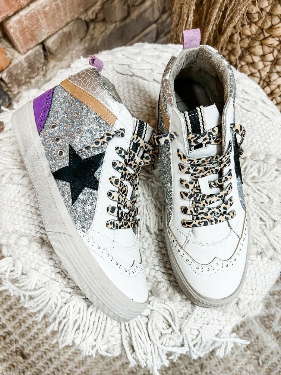 * Shu Shop Shoes Rina Silver Sparkle Star Sneakers Sneakers