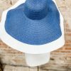 * Texas Bling Everly Beach Sunshade Straw Hat- Navy + White Hats