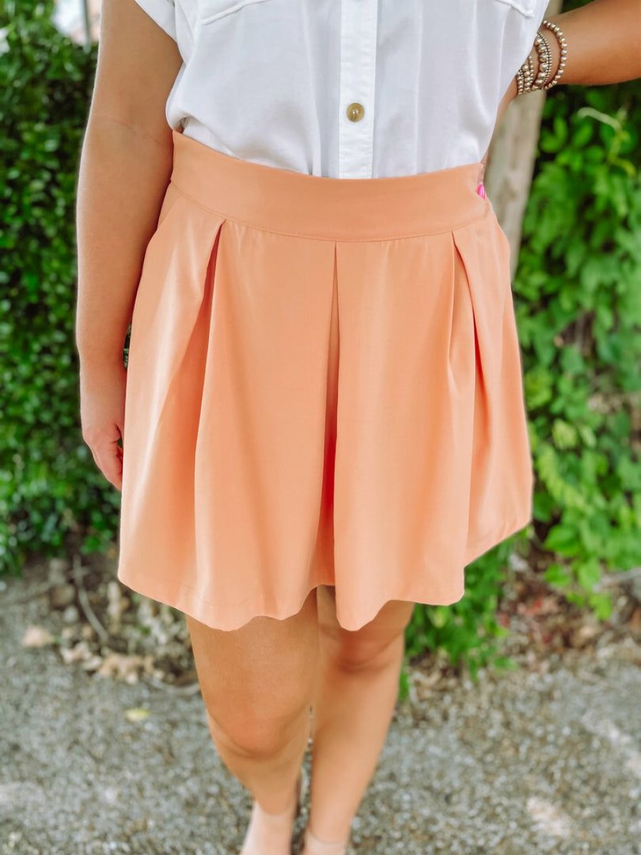 * J. Nna Eloise Solid Pockets Skort- Coral Bottoms