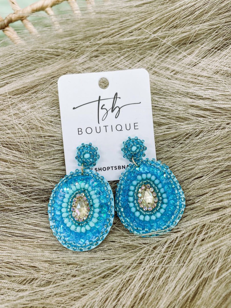 * Texas Bling Leslie Blue Earrings Jewelry