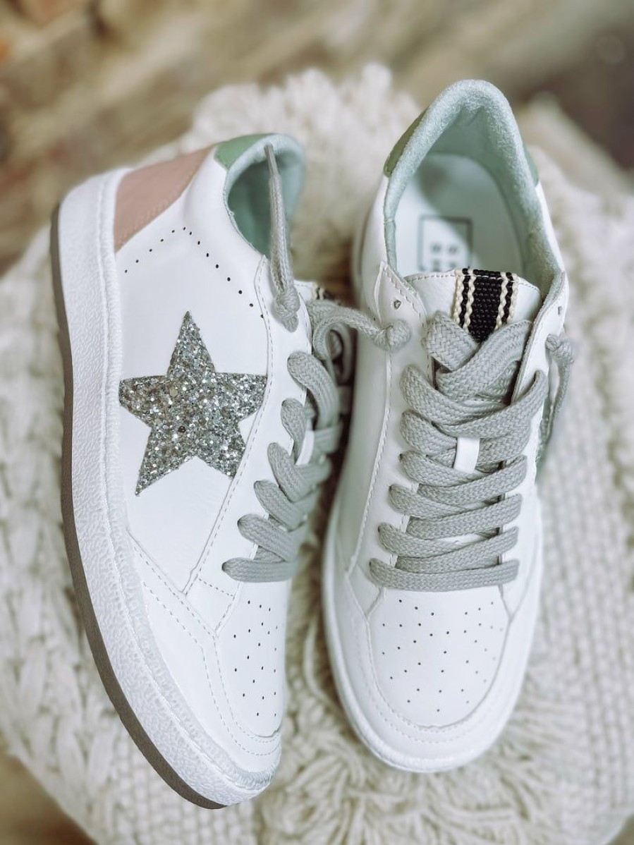 * Texas Bling Shoes Paz Star Sneaker- Silver Sparkle Sneakers