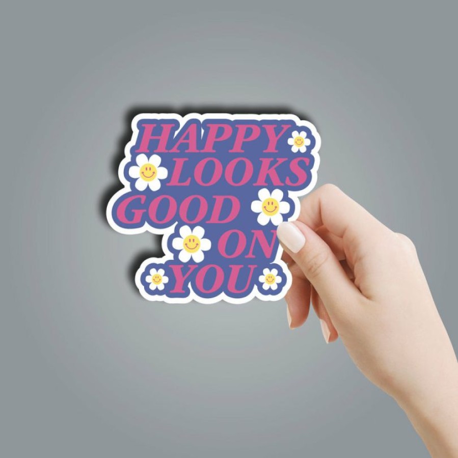 * Texas Bling Happy Looks Good On You Sticker Stickers