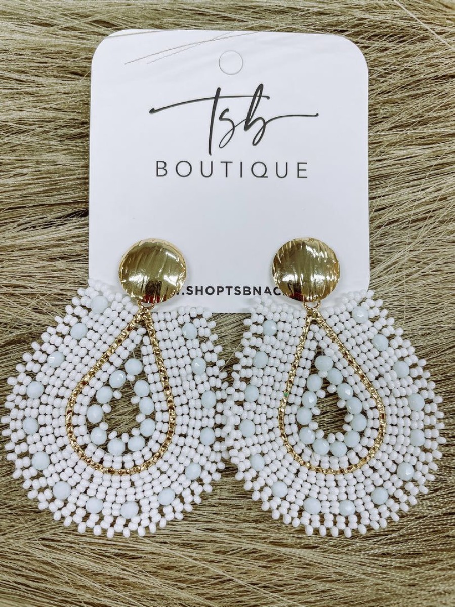 * Texas Bling Mariana White Beaded Earrings Jewelry