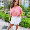 * Easel Laramie Short Sleeve Oversized Tunic- Dusty Rose Tops Tops