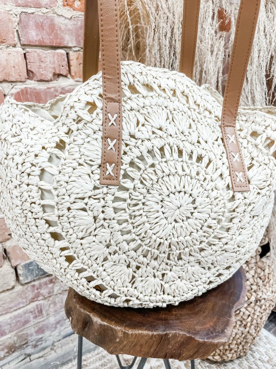 * Texas Bling Maya Straw Round Beach Bag Take Me Away: Resort Edition Bags