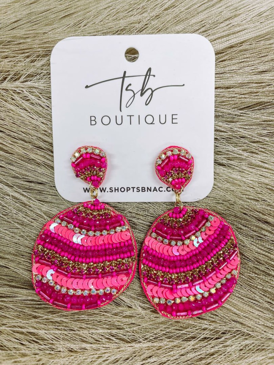 * Texas Bling Jewelry Pink & Gold Beaded Earrings Jewelry