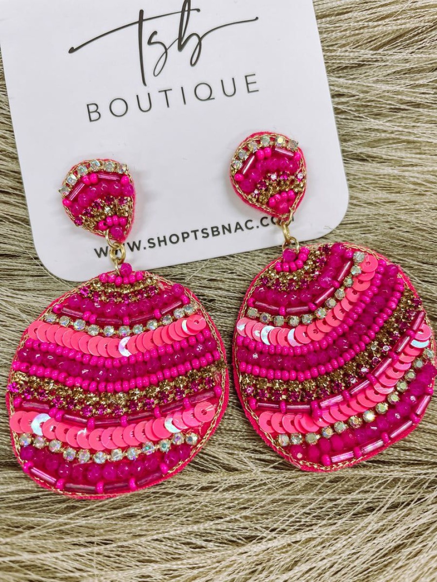 * Texas Bling Jewelry Pink & Gold Beaded Earrings Jewelry