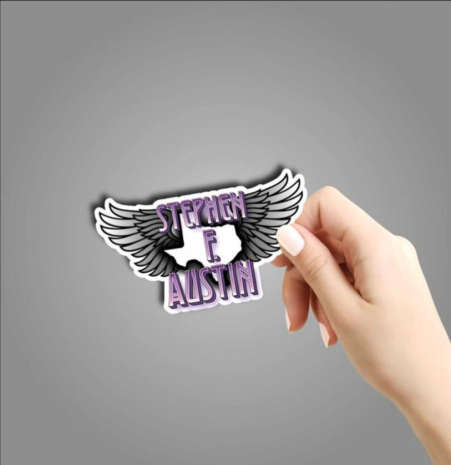 * Texas Bling Sfa Stephen F. Austin Wings Sticker Stickers