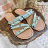 * Miami Shoe Wholesale Shoes Claire Pyramid Stud Sandal- Turquoise Sandals