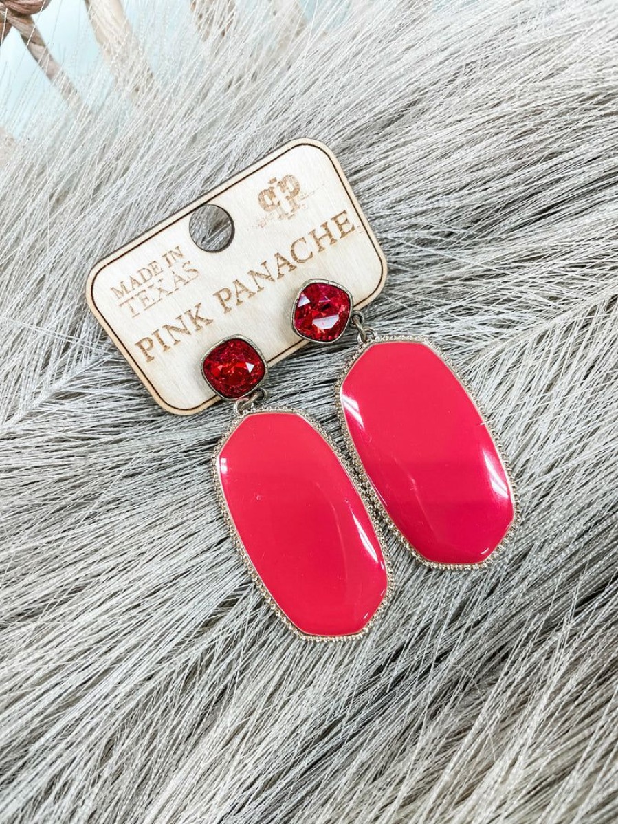 * Texas Bling Jewelry Livia Stone Drop Earrings- Red/ Red Jewelry