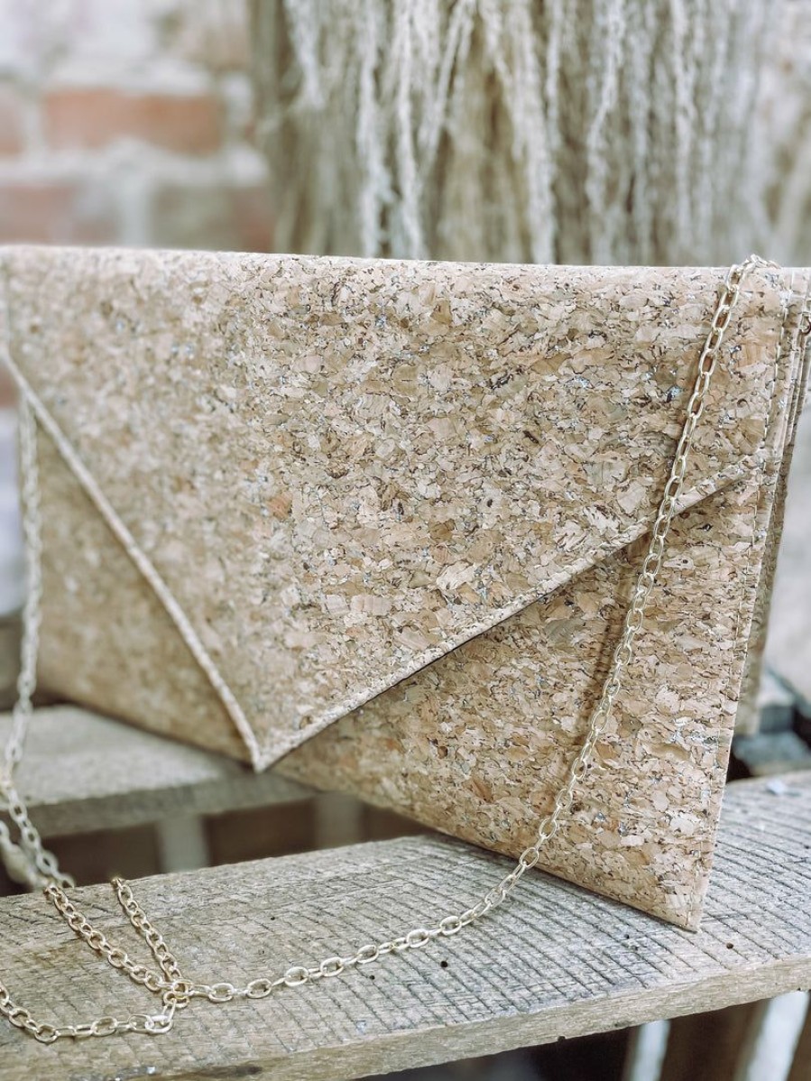 * Texas Bling Bags Silver Flake Cork Foldover Clutch Bags