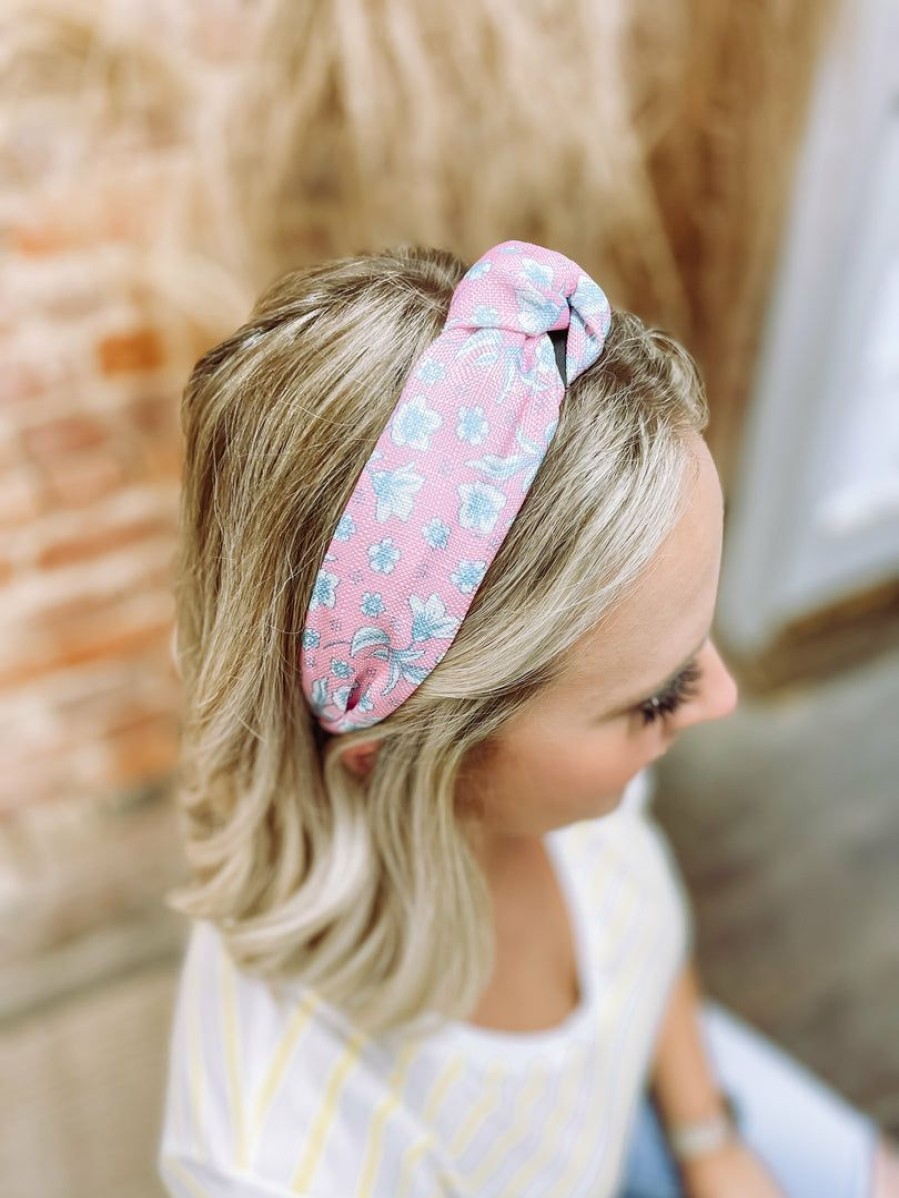 * Texas Bling Lena Floral Pastel Knotted Headband- Pink Hair Accessories