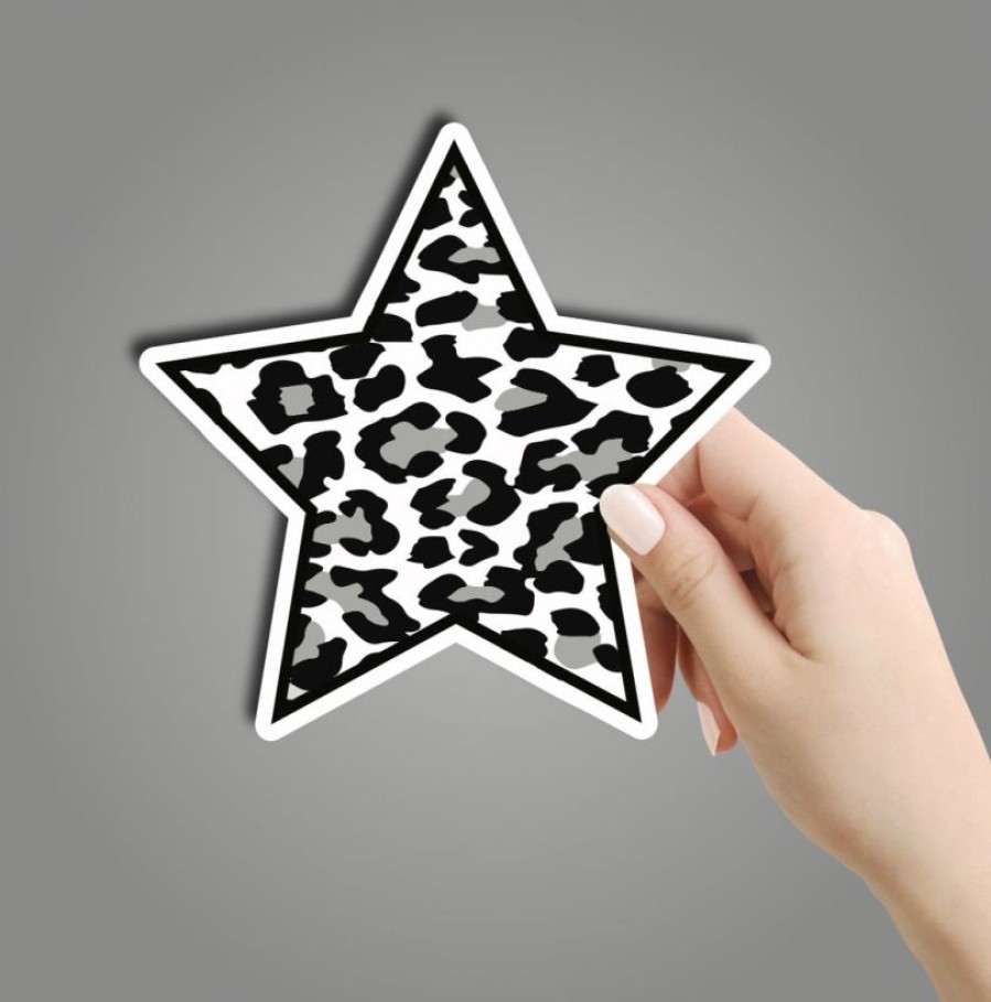 * Texas Bling Black Leopard Star Sticker Stickers Stickers