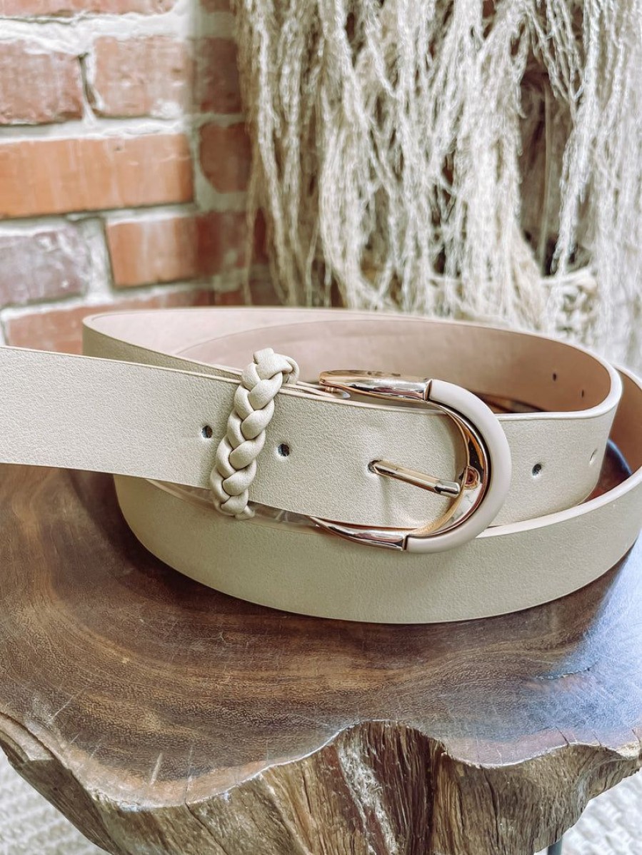 * Texas Bling Callie U Buckle Belt- Taupe Belts Belts