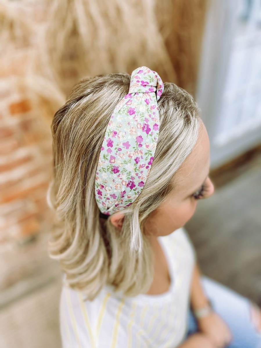 * Texas Bling Annie Ditsy Floral Knotted Headband- Purple Hair Accessories